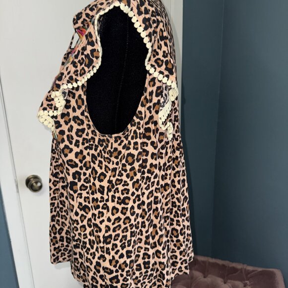 Women’s Beautiful Leopard Print Embroidery Tassel THML Medium Blouse Top - Picture 6 of 11
